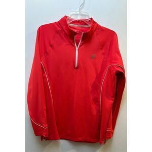 Peter Millar womens hot pink long sleeve 1/4 zip UPF golf shirt size L  #35-1652